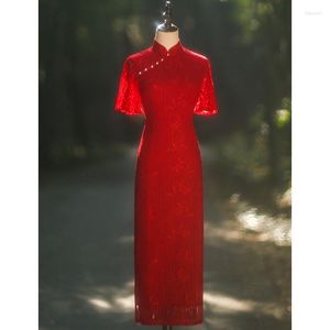 Ethnic Clothing Chinese Style Formal Dresses Cheongsam Bride Engagement Marriage Dress Women Lace Cocktail Gown