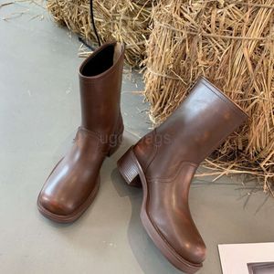 Miui proste 2023 Autumn/Winter Po buty sukienki krótkie buty kobiety grube wypolerowane średnie obcasy buty kobiety