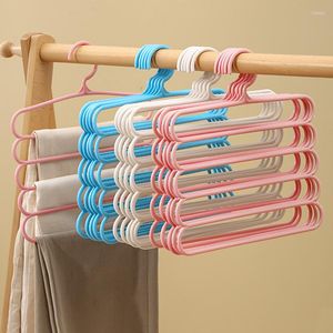 Hangers 1 2 4pcs Clothes Trousers Holders Closet Storage Organizers 5 Layers Pants Towel Scarfs Racks Organization
