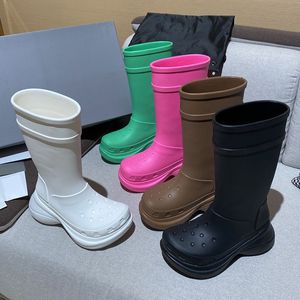 Designer-Stiefel, Luxus-Damenstiefel, Paris Croc, 20 mm Bogen, EVA-Gummistiefel, modisch, grün, leuchtend, rosa, braun, schwarz, weiß, hoher Stiefel, Plateaustiefel, Damen-Booties, Größe 35–40