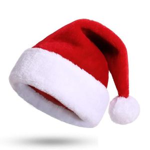 Decorazioni natalizie Cappello da Babbo Natale Deluxe Cappelli di peluche per feste Rosso Bianco Corallo spesso Veet Per bambini Adt Bambini Uomini Donne Consegna a domicilio Dh36J