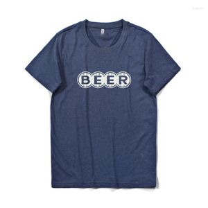 Erkek Tişörtleri Basit Desen Pamuk T-Shirt Bira Mektupları Baskılı Şık Kısa Kollu Moderno Ropa O-boyun elastik Camiseta Üstler Erkekler