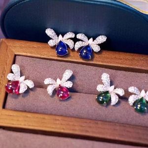 Stud Earrings Butterfly Cute Simple Style For Women Fine Jewelry 925Sterling Silver With Cubic Zircon Different Colors