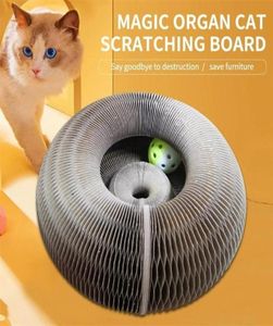 Gatos redondos Screting Board com Toy Bell Ball Ball Pet Supply Kitten Toy Dobing Cats corrugados Ninho de órgão mágico Cats Scratch Board 21003980