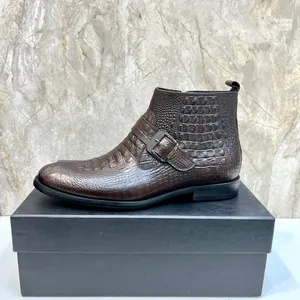 Stivali da uomo firmati Martin Stivali da lavoro da ufficio da lavoro Monogrammi formali Scarpe eleganti Stivaletti da matrimonio per feste di marca maschile Taglia 38-45