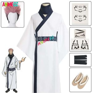 Jujutsu Kaisen Ryomen Sukuna Cosplay Kostüm Perücke Tattoo Japanische Kimono Fancy Anzug Outfit Halloween Karneval Uniform Männer Cosplay