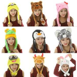 Divertente cappello con animali per adulti e bambini, cappelli di peluche in movimento, copricapo per feste, cartoni animati anime, anatra, motivo panda