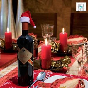 Decorazioni natalizie 500 pezzi di cappello rosso da Babbo Natale per bottiglia di vino, copertura avvolgente, decorazione per feste, cene, ornamenti