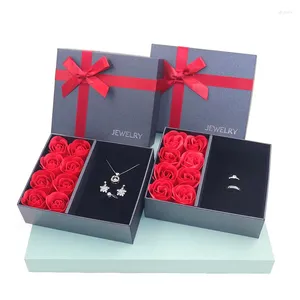 Jewelry Pouches Soap Rose Flower Ring Box For Girlfriend Christmas Valentines Mothers Day Birthday Portable Gifts Pendant Packaging Bag