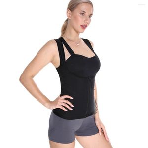 Abbigliamento da yoga Donna Body Shaper Canotta sportiva dimagrante sudata Canotta sportiva portatile Perdita rapida di peso ad alta pressione con cerniera per esercizi di fitness