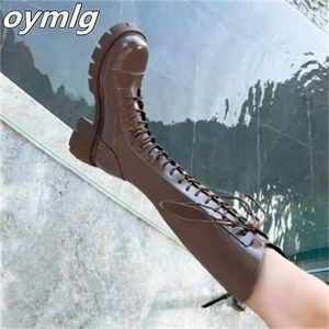 Stiefel jedoch Knie Damen 2023 Winter Retro Dicke Sohle Schnürritter V-Mund Dicke Absätze dünn und hoch