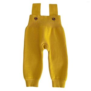 Hosen Baby Mädchen Jungen Einfarbig Dehnbarer Pullover Hosenträger Hosen Overalls Lässiger Strickspielanzug Overall mit verstellbaren Hosenträgern