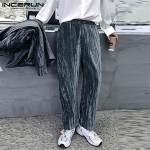 Calças masculinas Incerun homens casual botão veludo corredores streetwear solto estilo coreano calças 2021 bolsos lazer pantalon S-5284e