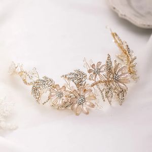Fasce per capelli di lusso in cristallo foglia fiore sposa copricapo tiara corona nuziale accessori per feste di nozze moda strass fascia gioielli per capelli 231102