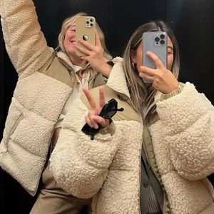 Kvinnorjackor Designerjackor dubbelsidig förband med mocka kappa vinterens höstrock mode bomullsslim jacka lambhair rockar