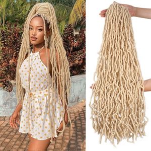 Blond 613 färg Nya faux locs flätor hår 18 24 tum 36 tum handgjorda mjuka faux locs virkning hår