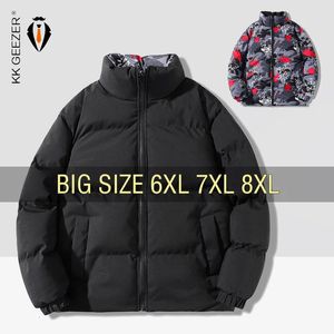 Męskie Parkas Kurtki Mężczyźni dwustronna bawełna ponadwymiarowa 6xl 7xl 8xl Plus w rozmiarze 2023 jesień zima czarna wiatr Business grube płaszcz parka 231102