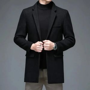 Misturas de lã masculina 2023 moda jaqueta estilo vintage negócios casual inverno outono casacos masculino sólido clássico casaco 231102