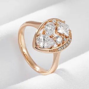 Eheringe Wbmqda Einzigartiger Vollzirkon-Fingerring für Frauen 585 Roségold Farbe Luxus Mode Brautschmuck Zubehör