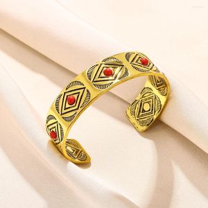 Armreif Sutra Edelstahl Naturstein Armband für Frauen Goldfarbe Offener roter Edelstein Böhmischer Schmuck Geschenk Kostenlose Lieferung