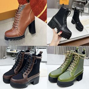 Designer Women Boots Platform Chunky Heel Martin Boot äkta läderskor öknar Vinter utomhus Lady Party Buckle Ankle Shoe With Box No013