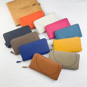 Klassisk silkesplånbok mjuk cowskin designer handväska ihålig ut blixtlås plånböcker koppling handbab korthållare mode äkta läder med låda serienummer 505