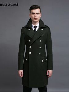 Misto lana da uomo Mauroicardi Autunno Inverno Lungo caldo cappotto di lana Uomo doppio petto Cappotto elegante ed elegante stile europeo di lusso 231102