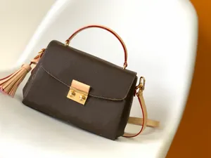 10A M53000 Quality Designers Medium Andiamo Tote Bags Womens Real Leather Weave Handle Handbag Luxury Lambskin Black Purse Crossbody Shoulder Strap Bag