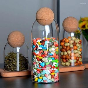 Butelki do przechowywania 1PC Cork Glass Słoiki z kawą z pokrywką Koszynca Tank beztlenowy przezroczystą herbatę