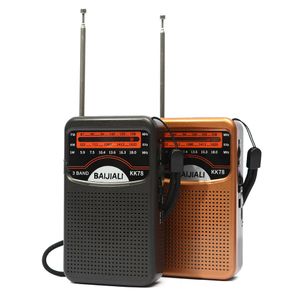 Baijiali Am SW FM Radio Portable Pocket Radio Telescopic Antenna Mini Radio Music Player inbyggd högtalare litiumbatteri för hus utomhus