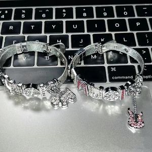 Charm Bracelets Y2K Millenium Spicy Girl Inlaid Rhinestone Letter Bone Steel Band Bracelet For Women Punk Harajuku Trend Cool Korean