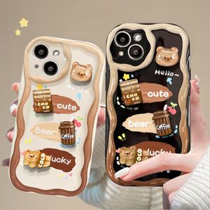 コーヒーベア人形電話ケース14 13 3Dシリコンかわいいソフトケース12分に適しています