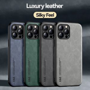 Ímã atraente caso de telefone para iphone 15 13 12 11 14 pro max xr xs max 8 7 14 plus se luxo couro híbrido silicone capa traseira