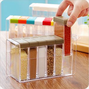 Herb Spice Tools Transparent Spice Jar Set Salt and Pepper Seasoning Bottle Colorful Lid Kitchen Condiment Cruet Storage Container Spice Rack 230331