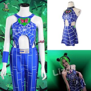 Cosplay anime jojo aventura bizarra jolyne cujoh trajes aranha web impresso vestido sexy feminino carnaval festa roupa cosplay