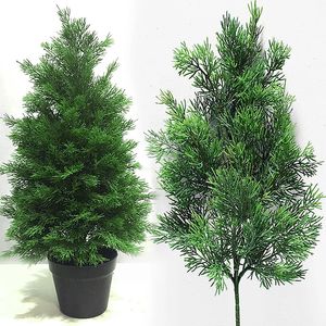 Faux Floral Greenery Atacado Artificial Pine Branch Plantas Grinalda de Natal DIY Acessórios Green Plastic Branch El Year Home House Decor 231102