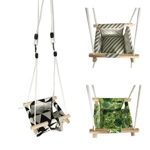 Swings Jumpers Bouncers Baby Swing Hammock Seat Set Canvas Hanging Chair with Cushion Toddder Outdoor Indoor Garden Wood Swing Rocker Loating 50 kg 231101