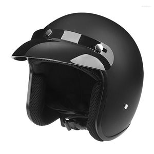 Motorcykelhjälmar Vintage Helmet Casco Moto Retro Motorcykel ABS Lätt vikt Öppen ansikte Matt svart M till XXL