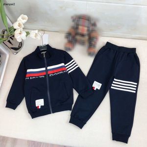 Luxury kids Tracksuits Multi color stripe stitching design baby Autumn suits Size 90-150 pure cotton zipper jacket and pants Nov05