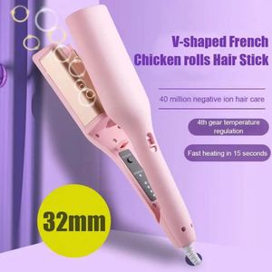 Curling Irons 110V/220V Curling Iron Portable Cute Big Wave Hair Curler Fast Hair Curler Rolls Heating Waver Hair Egg R2S5 231102