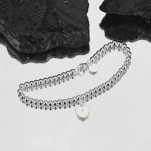 4mm beads love heart charm bracelets for women girls lovely cute S925 silver beaded bling diamond designer luxury bangle bracelets nice jewelry