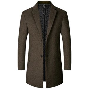 Misturas de lã masculina outono inverno casaco de lã espessamento masculino negócios quente gola manga longa tamanho grande trench jacket 231102