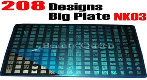 Nyaste 208 Designs XXL Big Stamping Plate French Full Nail Art Bildplatta Stencil Metal Mall N36588140