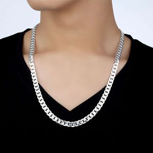 coarse necklace full sier 999 aggressive horse whip chain solid and magnificent hip hop trendy mens personalized flat chain