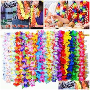 Decorative Flowers & Wreaths Decorative Flowers Pack Of 20/36/50Pcs Wreath Hawaiian Party Decorations Outdoor Wedding Birthday Beach S Dhmt8