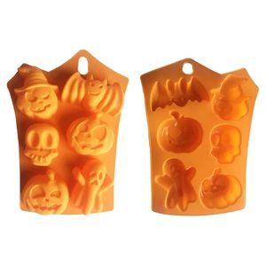 Silicone Orange Chocolate Mould Halloween DIY Fondant Candy Mould Skull Pumpkin Bat Silicone Cookie Chocolate Baking Mold