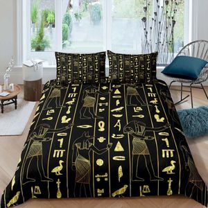 Bedding sets Ancient Egypt Duvet Cover Set Egyptian Symbol Bedding Set Vintage Pharaoh Pyramid Boho Tribal Polyester Quilt Cover 23pcs Queen 230331