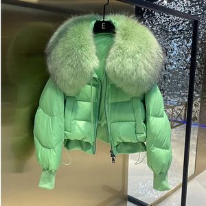 Women Down Parkas Winte White Big Luxury Fur Fllar Parka Duck Down Płaszcz zagęszcza ciepła śnieg Parka Kobieta luźna kurtka pufferowa Kobiety 231101