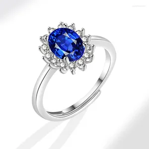 Обручальные кольца с цирконием, синий танзанит для женщин, серебряный цвет, кольцо из нержавеющей стали с геометрическим рисунком, женское эстетическое рождественское ювелирное изделие, подарок