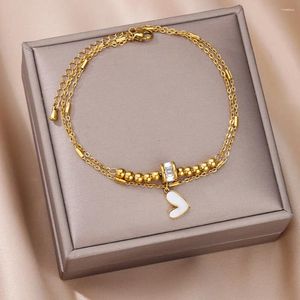 من الفولاذ المقاوم للصدأ من Anklets للنساء الذهب المطلي بالذهب في Anklet Leg ankle سوار Summer Beach Jewelry ملحق المجوهرات